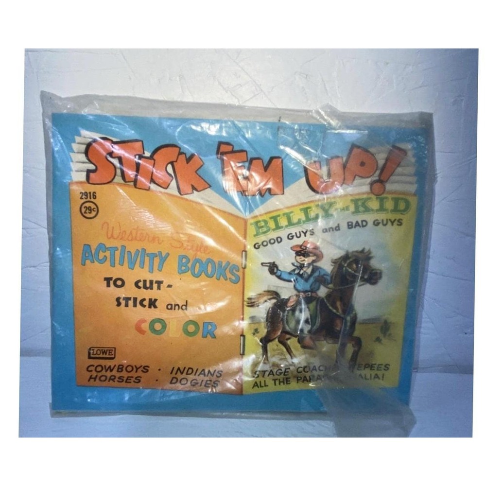 Vintage STICK EM UP Western Activity Books Kiddy Cowboy Coloring Book Cute